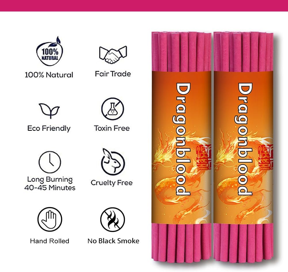 RELCHANE Thick Incense Sticks 120 Min Burning Time with Holder 40pcs