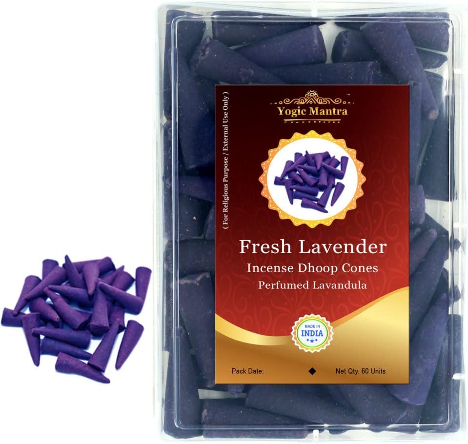 Yogic Mantra Fresh Lavender Incense Cones 60 Pack