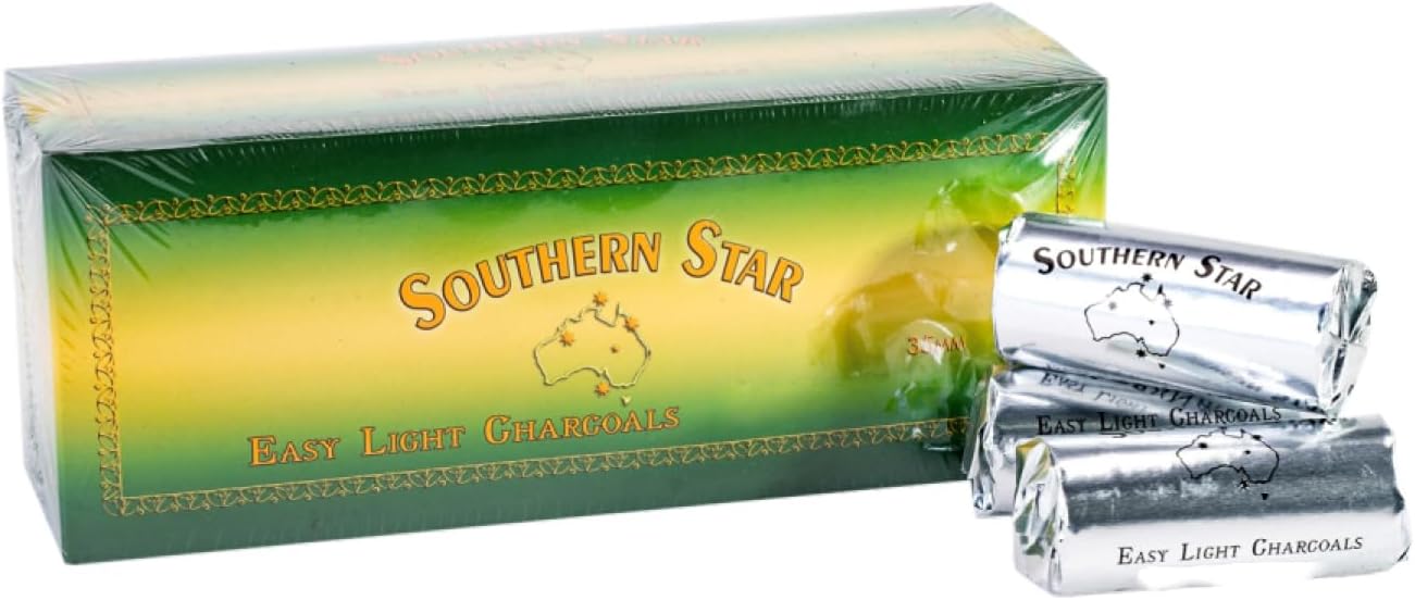 Southern Star Quick Lighting Incense Charcoal Tablets 45 Mins Burn Time 120 Tablets Large 35mm