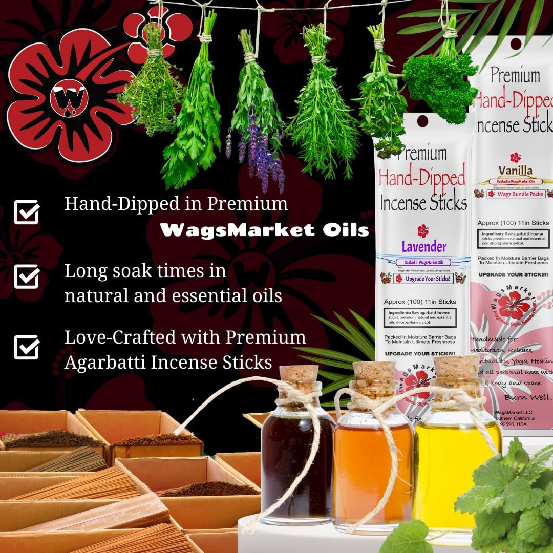 WagsMarket Premium Hand Dipped Sandalwood Incense Sticks