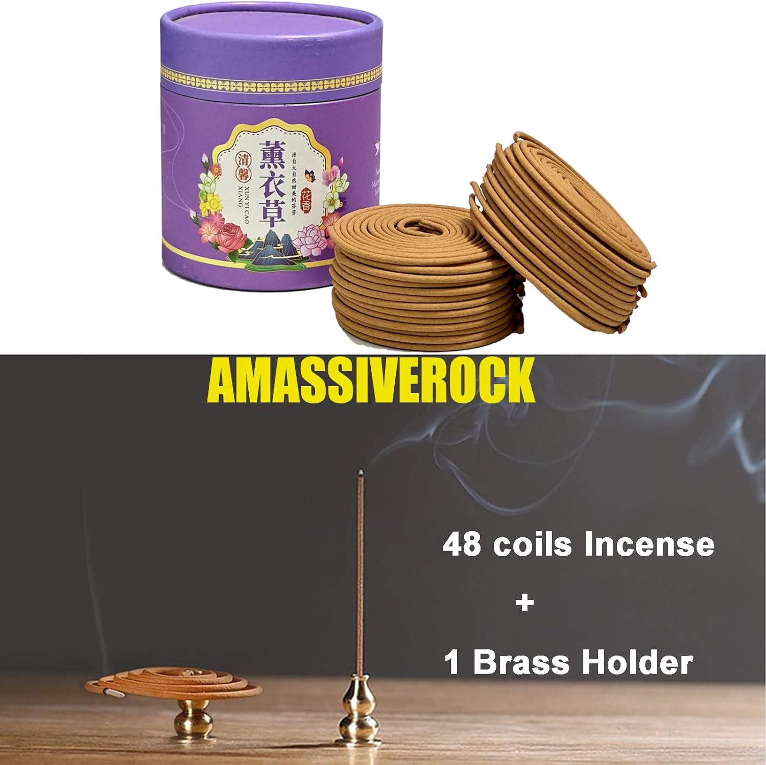 Lavender Coils Incense 48 PCS with Holder Burner