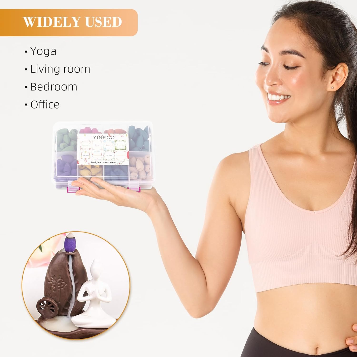 140PCS 8 Mixed Natural Scent Backflow Incense Cones Gift Set
