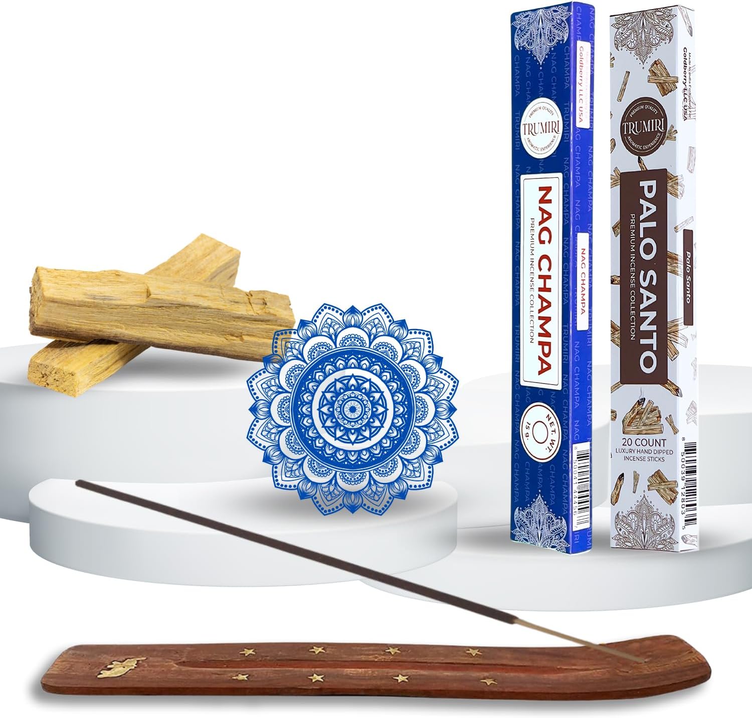 Trumiri Incense Sticks - 35 Pack with 15 Nag Champa and 20 Palo Santo