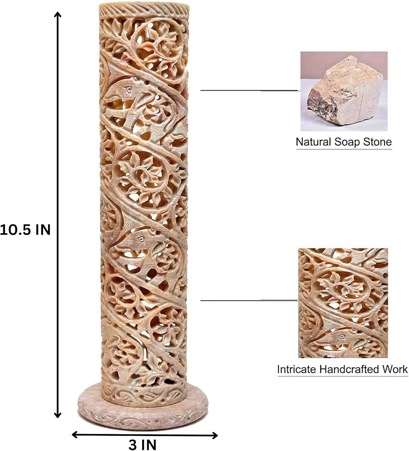 Carry Me Marble Soapstone Incense Stick Holder - Handmade Elephant Decor