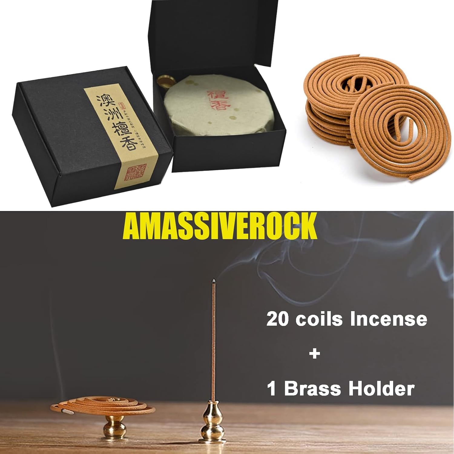 Sandalwood Incense Coils 20 PCS with Holder