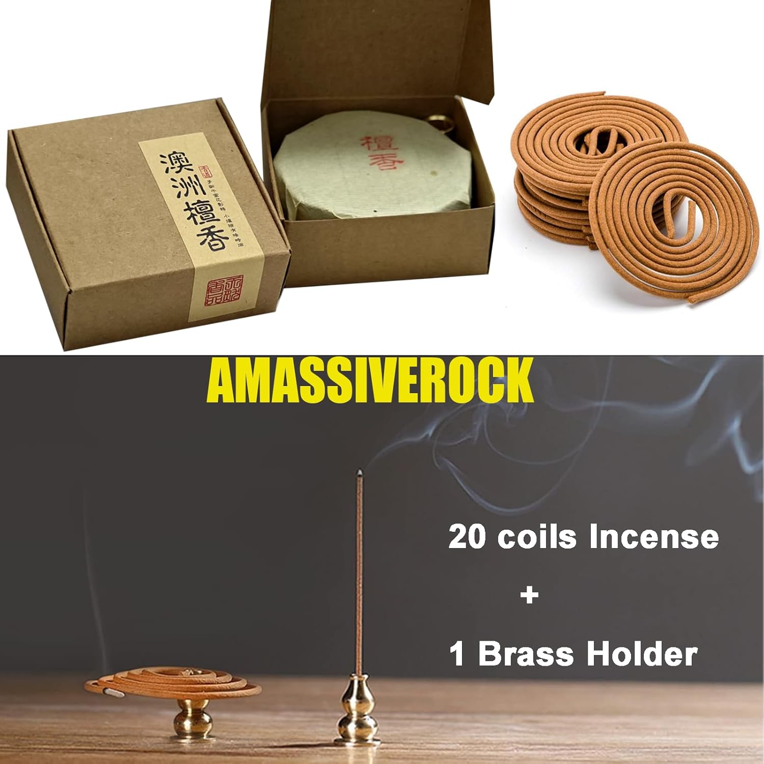 Sandalwood Incense Coils 20PCS with Holder