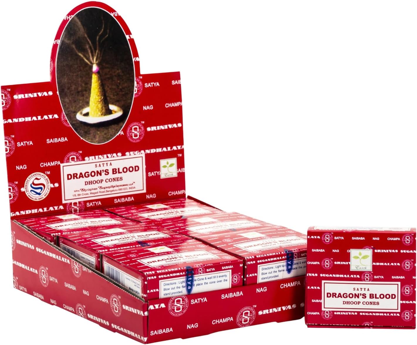 Satya Sai Baba Dragons Blood Natural Masala Incense Dhoop Cones 144 in 12 Boxes