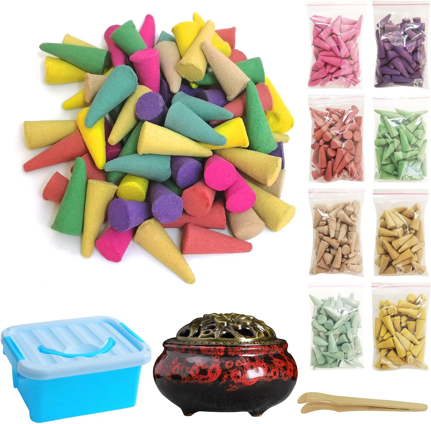 DUOHEMENG Incense Cones 8 Mixed 320 Total with Ceramic Burner