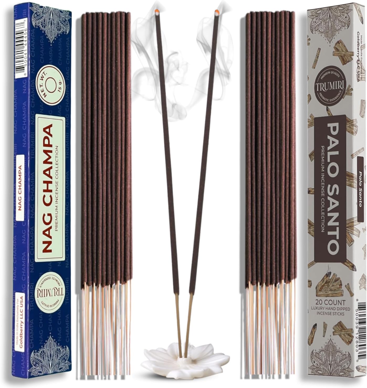 Trumiri Incense Sticks - 35 Pack with 15 Nag Champa and 20 Palo Santo