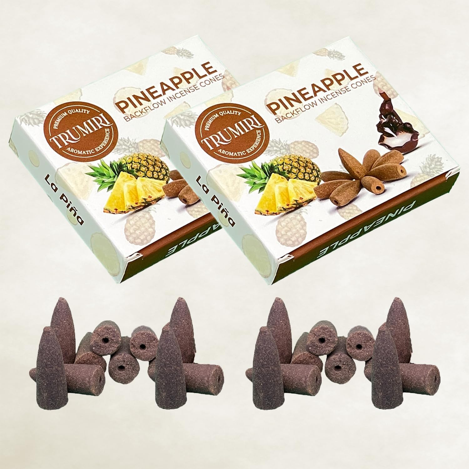 TRUMIRI Pineapple Backflow Incense Cones - 20 Pack Dual Set