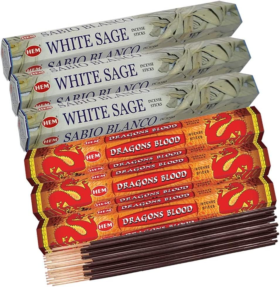 Dragons Blood And White Sage Incense Sticks With Holder Bundle For Home Fragrance