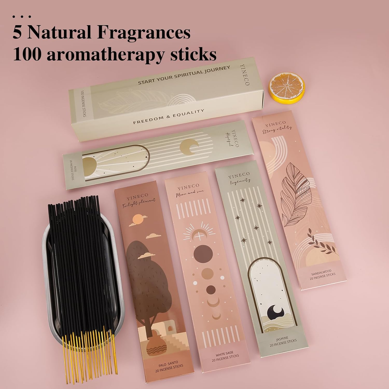White Sage Sandalwood Incense Sticks Bundle - 100 Sticks Holder