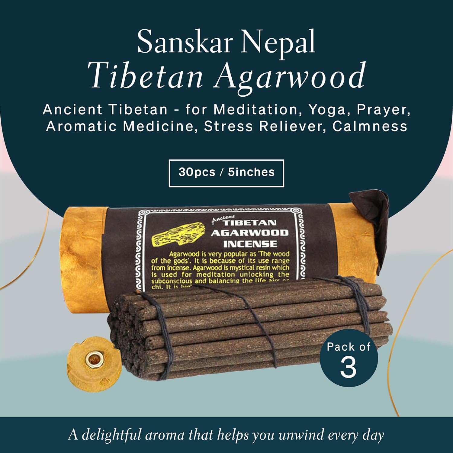 Tibetan Agarwood Incense Pack of 3 for Meditation and Yoga