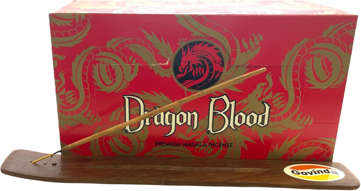 Govinda Incense Stick Holder Bundle with Nandita Dragon Blood Incense Sticks