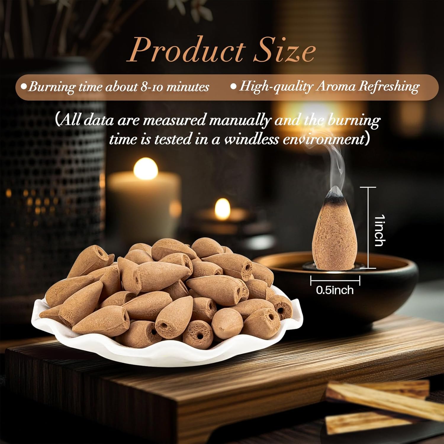 Sukh Backflow Incense Cones - 108pcs Sandalwood Scented Waterfall Aromatherapy Burners