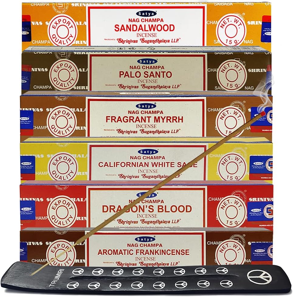Satya Incense Sticks Variety Pack 10 with Holder
