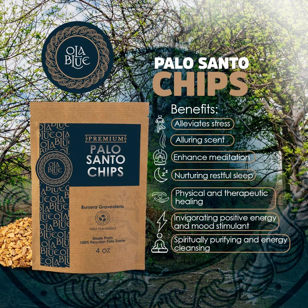 OLA BLUE Palo Santo Chips 4oz Natural Sustainable from Peru