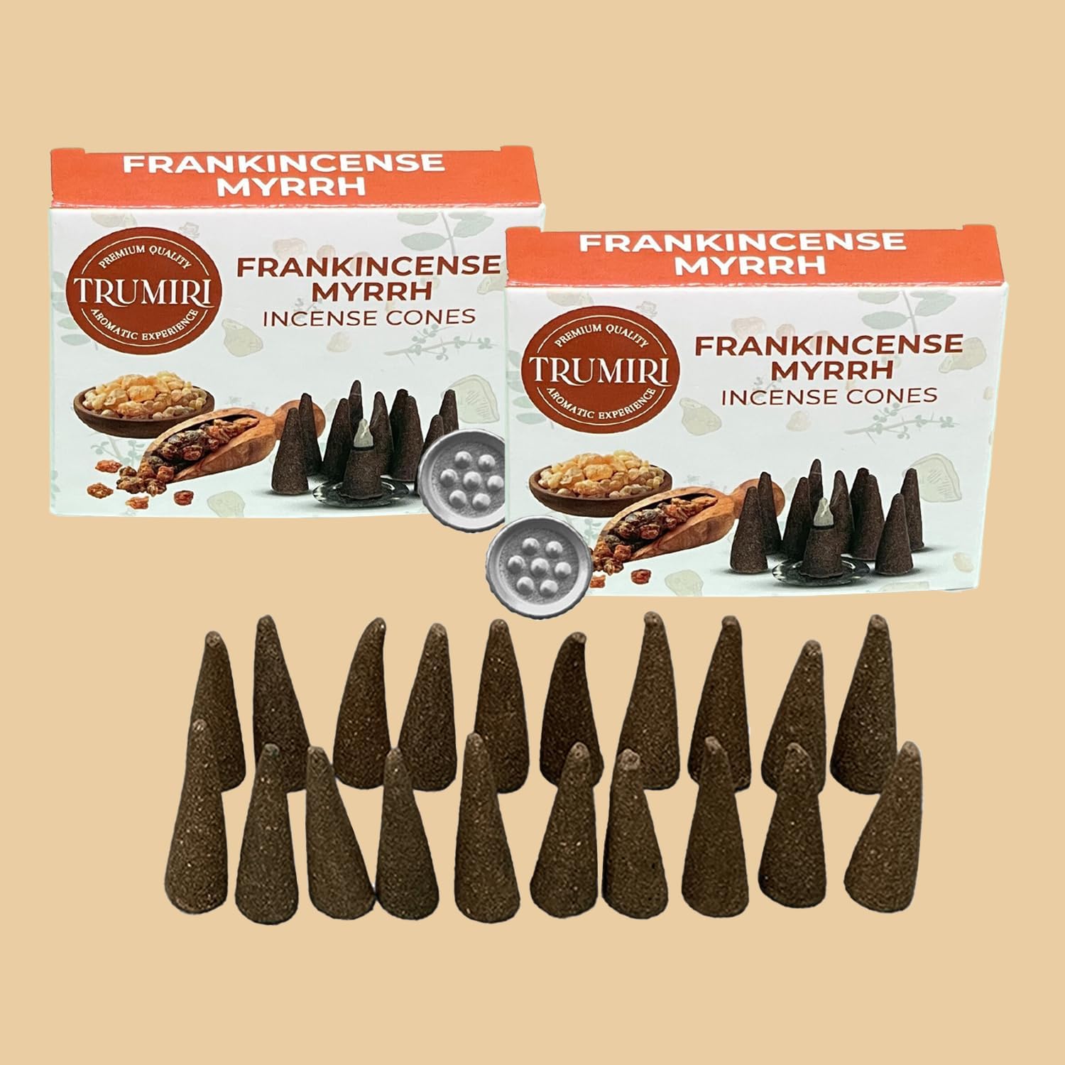 TRUMIRI Frankincense Myrrh Incense Cones 20 Pack