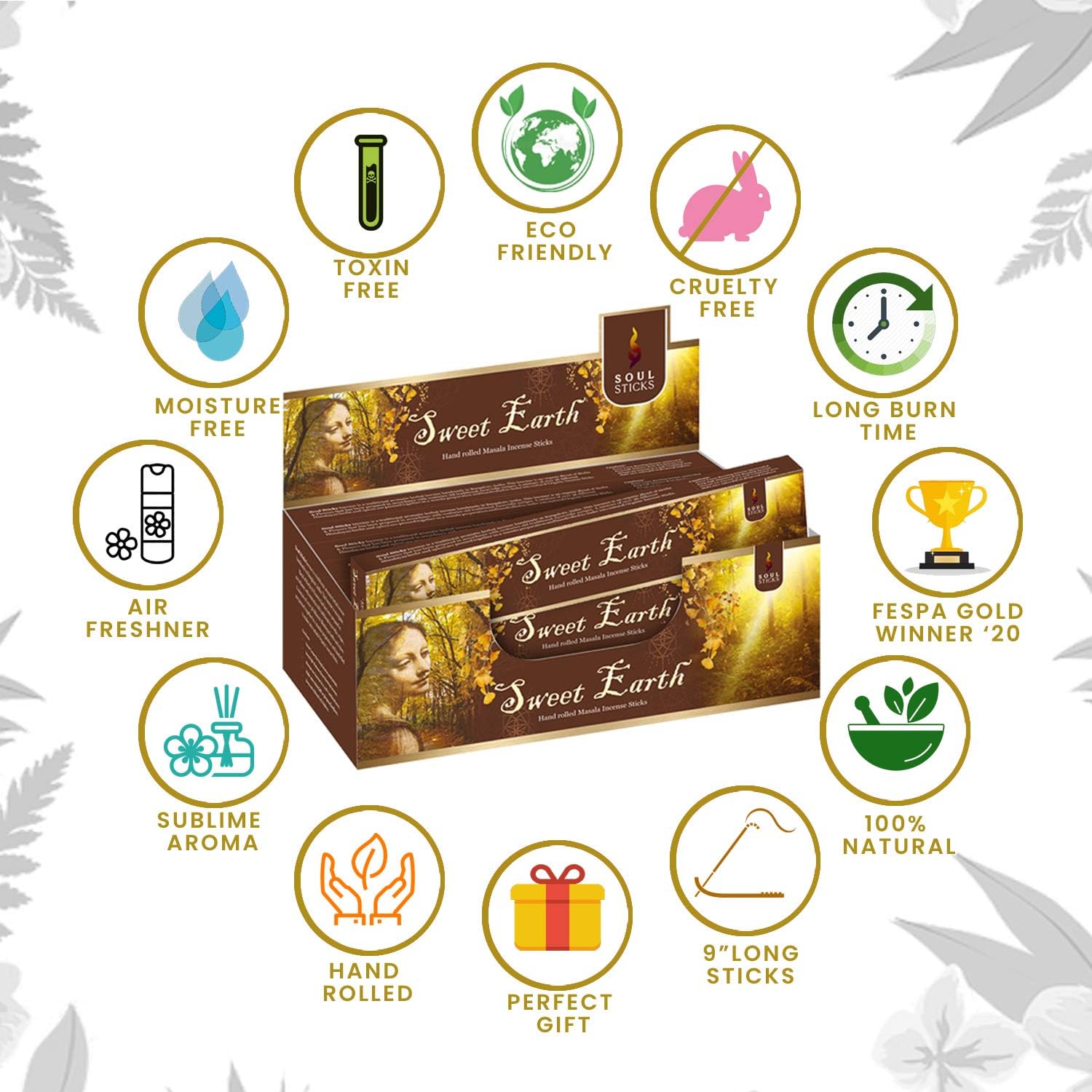 Soul Sticks Natural Sweet Earth Incense Sticks 180g Box
