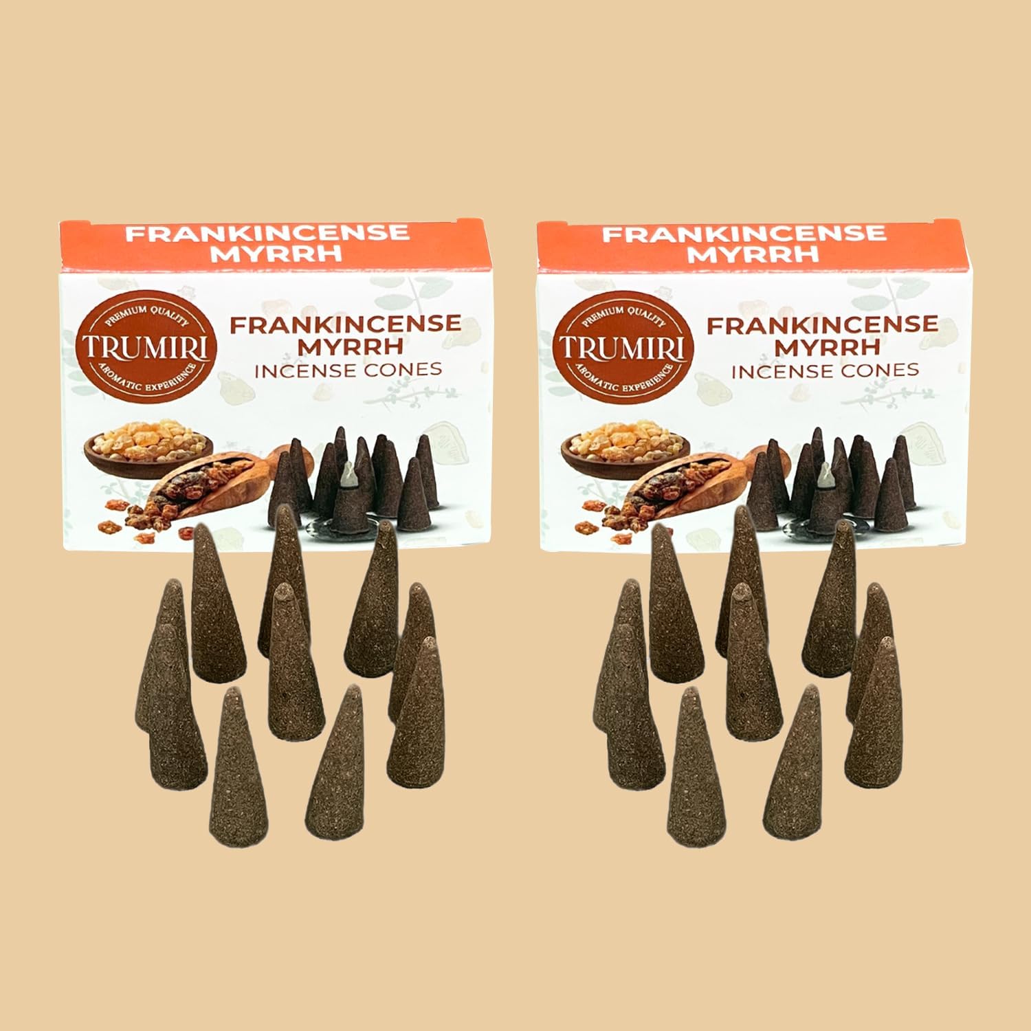 TRUMIRI Frankincense Myrrh Incense Cones 20 Pack