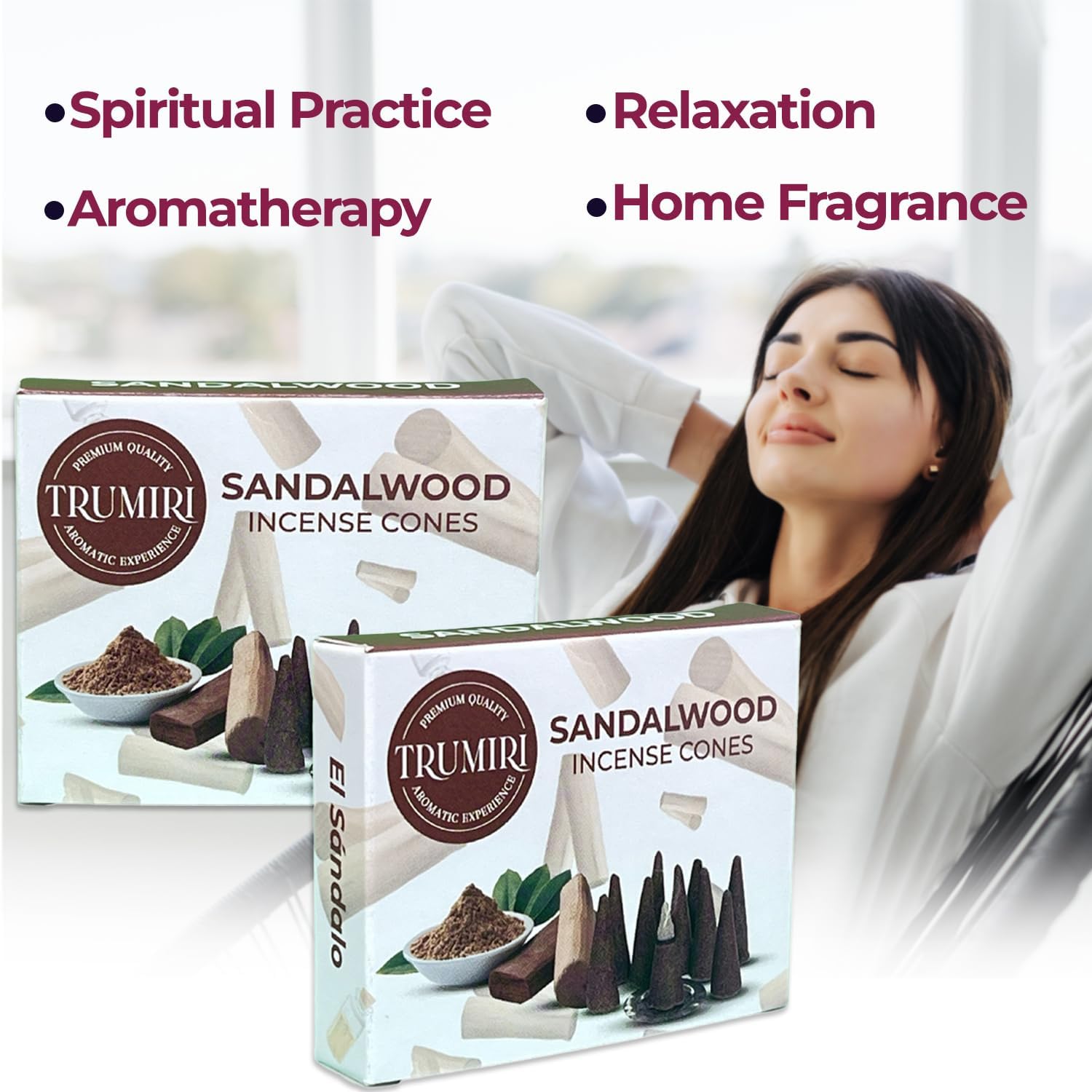 TRUMIRI Sandalwood Incense Cones - 20 Cone Pack
