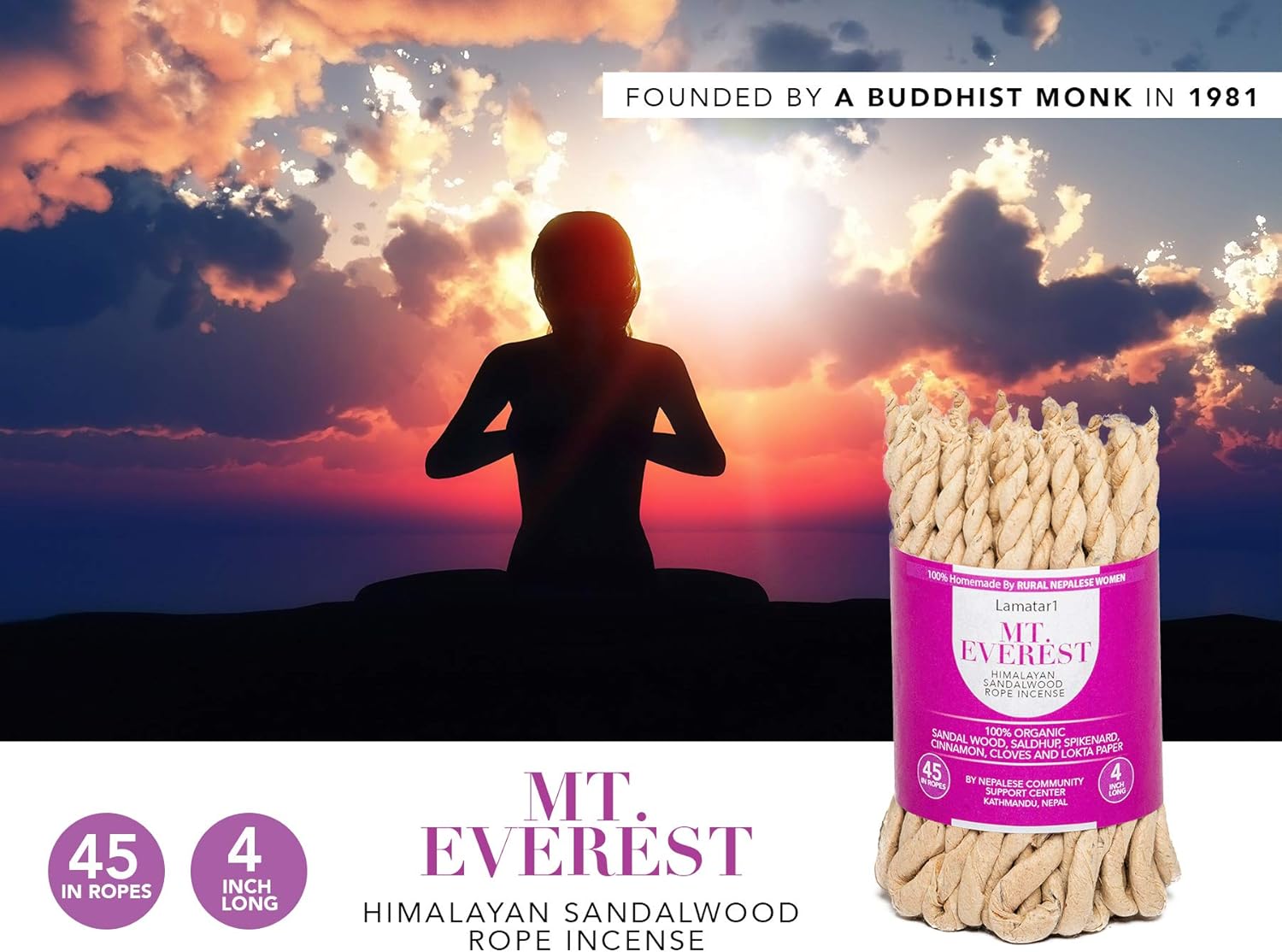 Handmade Himalayan Sandalwood Organic Tibetan Rope Incense from Nepal