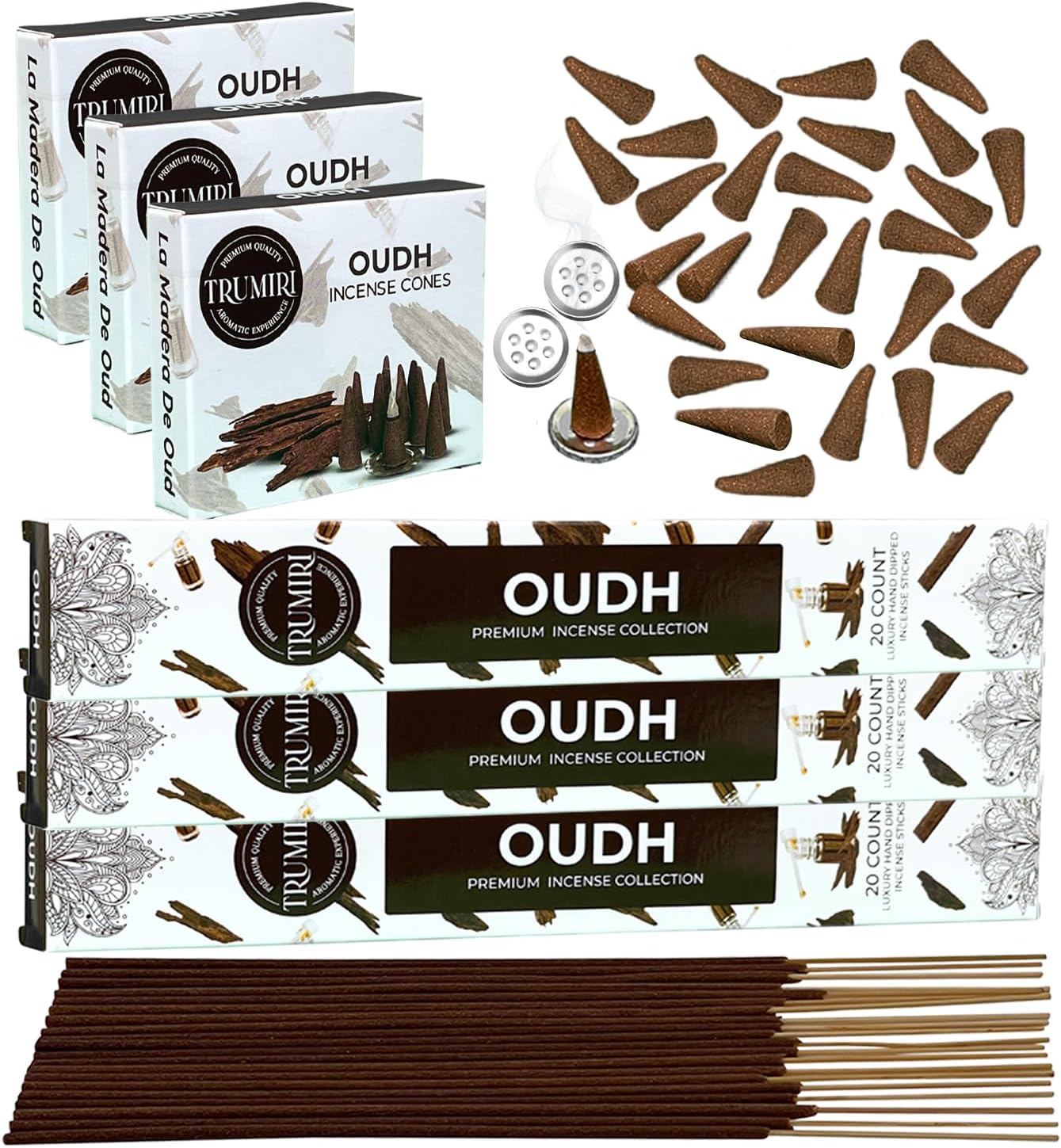 TRUMIRI Oud Incense Sticks Cones Combo Pack