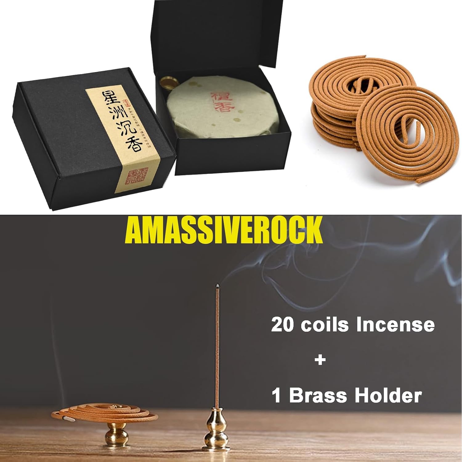 Agarwood Incense Coils 20 PCS with Holder