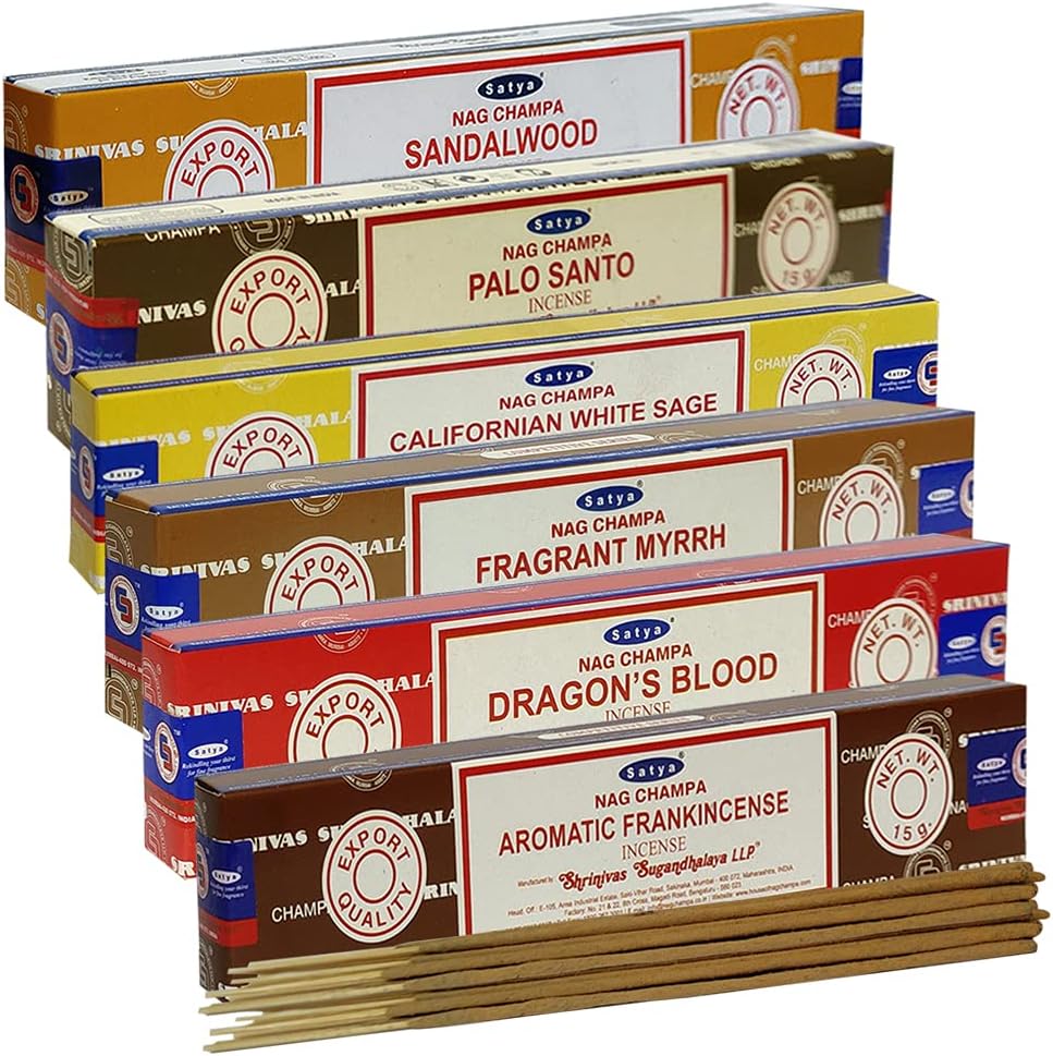 Satya Incense Sticks Variety Pack 10 with Holder