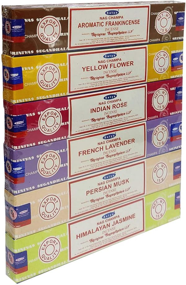 Satya Nag Champa Fragrance Set - Pack of 6 with Holder