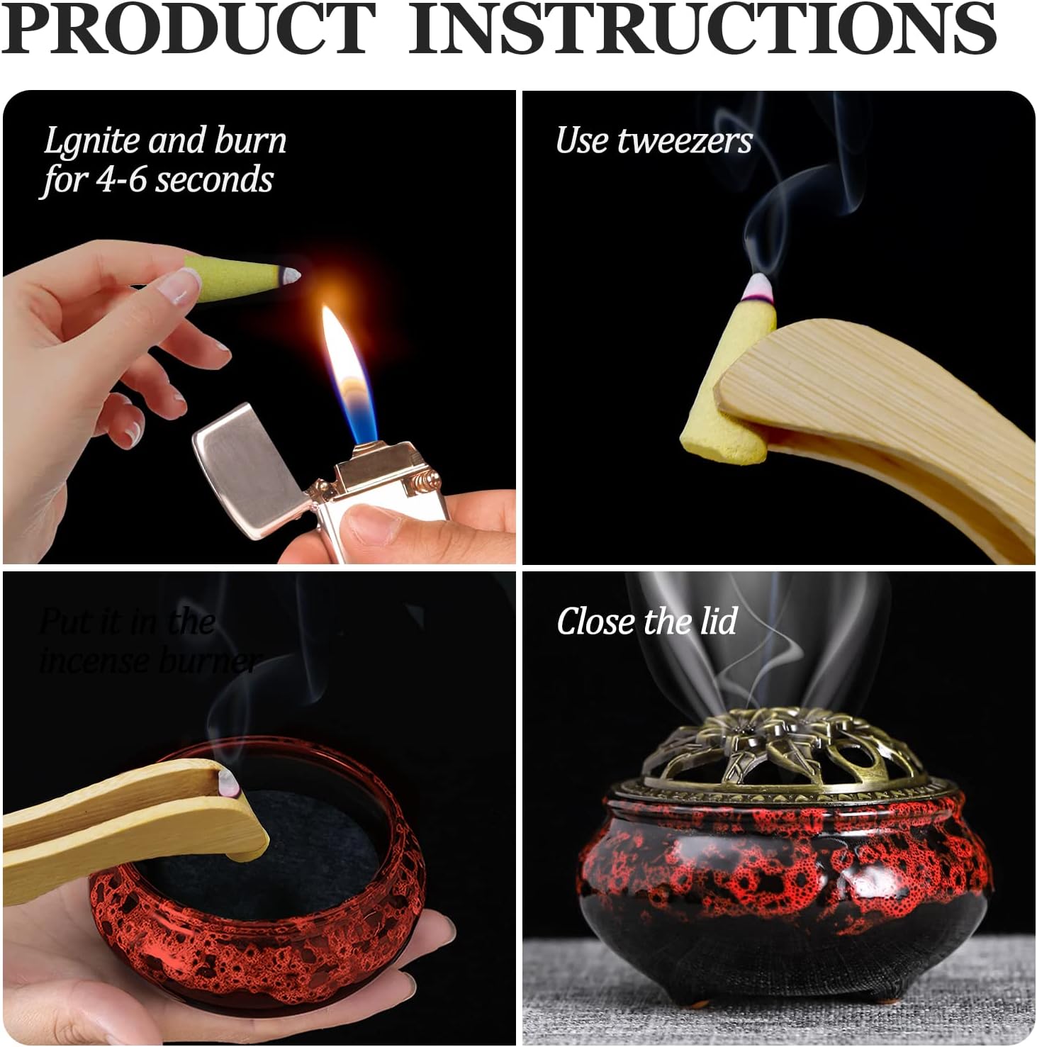 DUOHEMENG Incense Cones 8 Mixed 320 Total with Ceramic Burner
