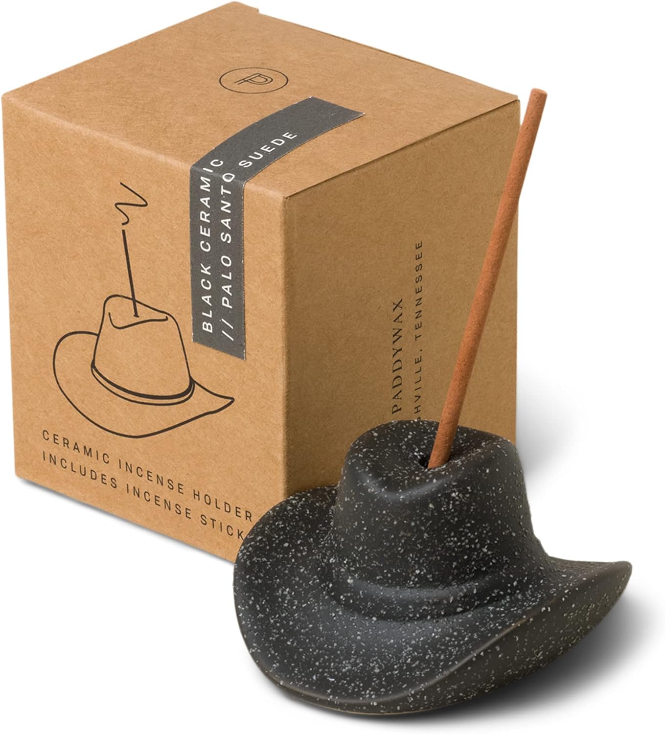 Paddywax Textured Ceramic Cowboy Hat Incense Burner Black