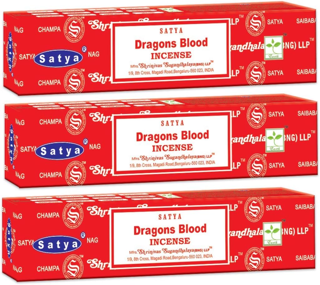 3 Packs Satya Sai Baba Nag Champa Incense Sticks 15g Box Dragon Blood