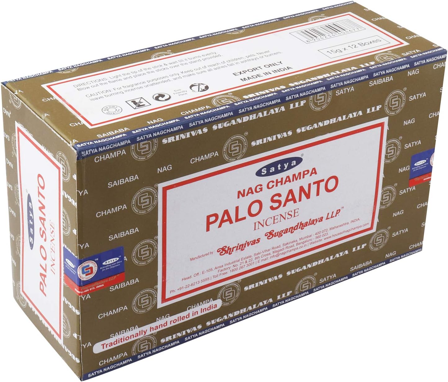 Satya Nag Champa Palo Santo Incense Sticks 12 Packs