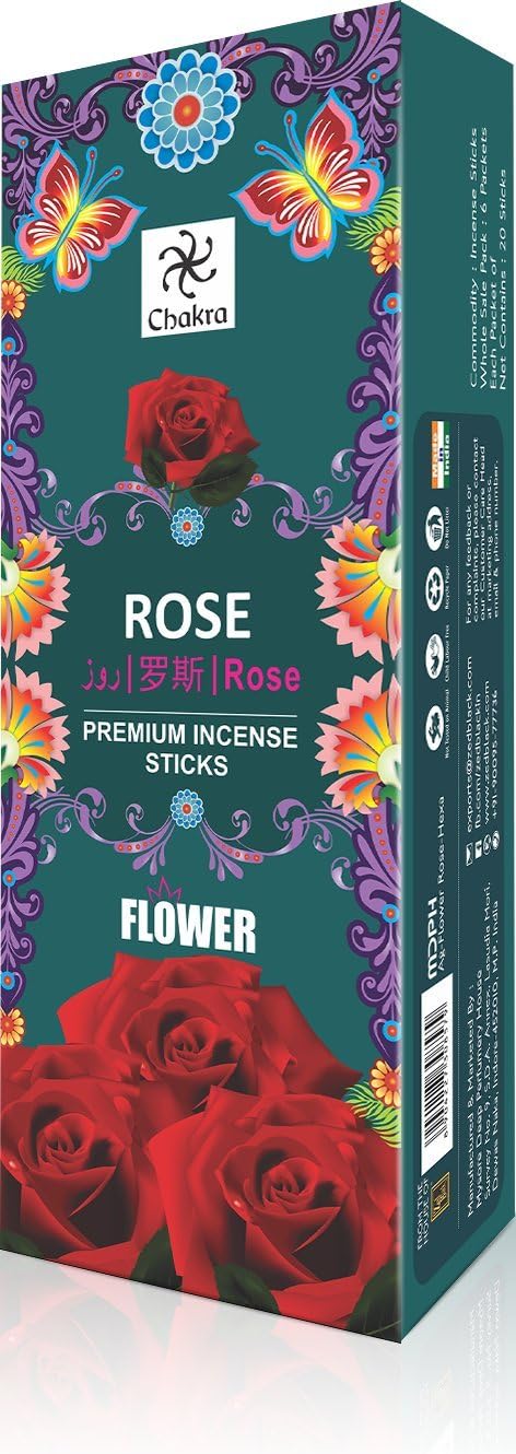 Chakra Red Rose Incense Sticks 120 Count 6 Boxes