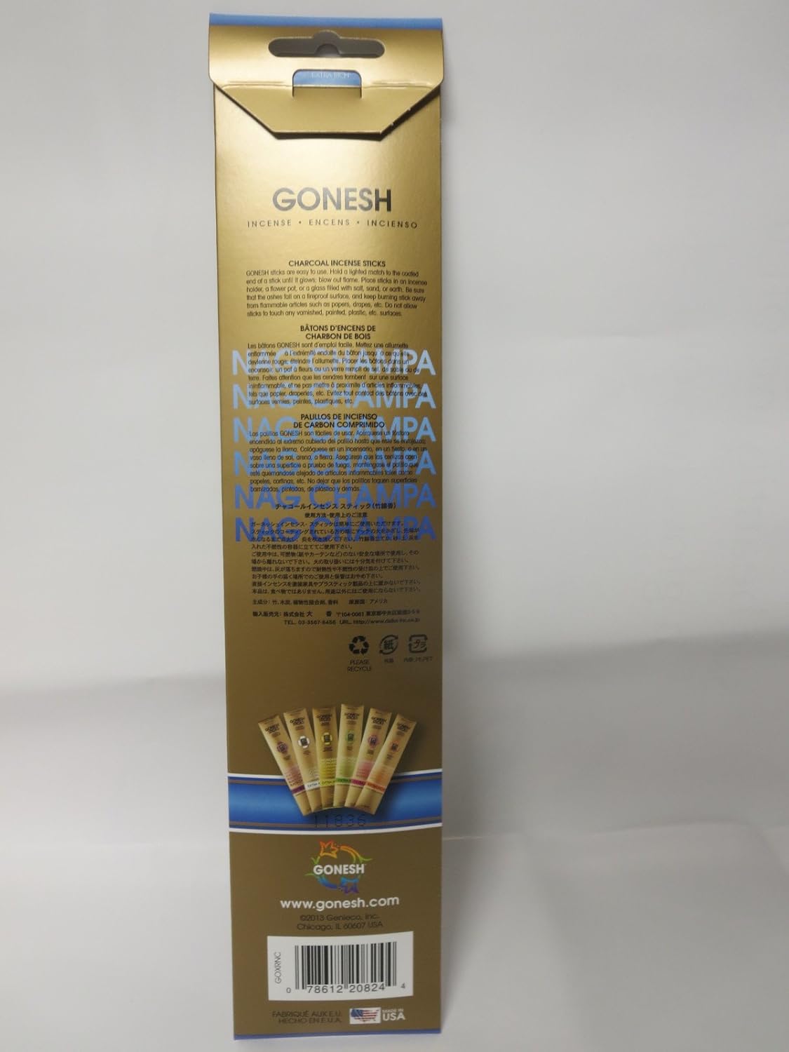 Gonesh Extra Rich Incense Sticks 12 Pack 240 Sticks