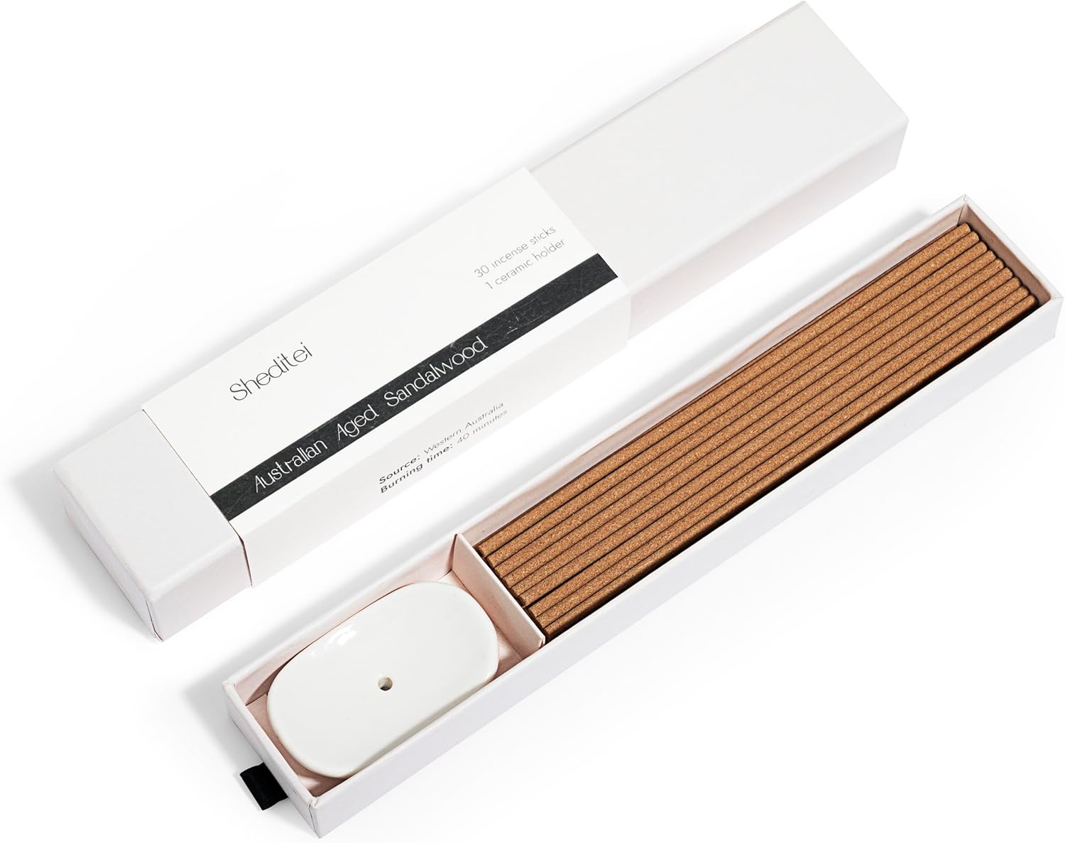 Australian Aged Sandalwood Incense Sticks with Holder - 30 Sticks 40 Min Burn Time