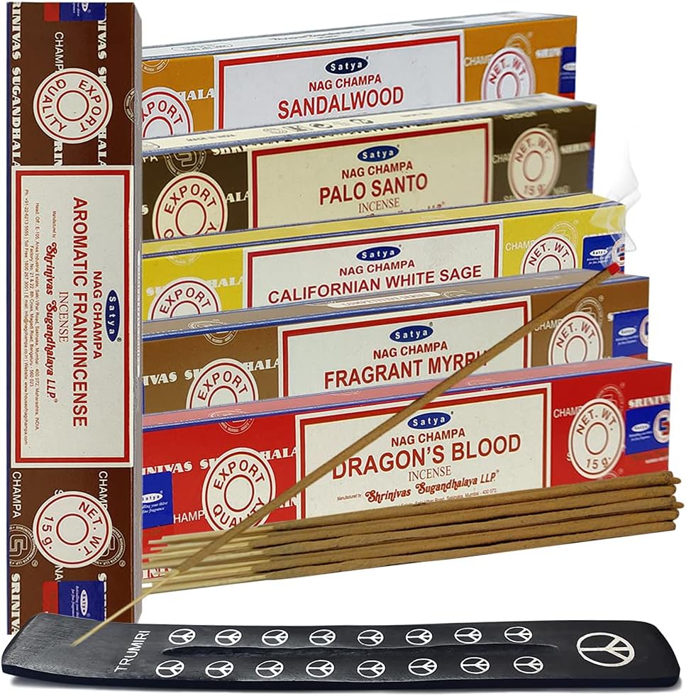Satya Incense Sticks Variety Pack 10 with Holder