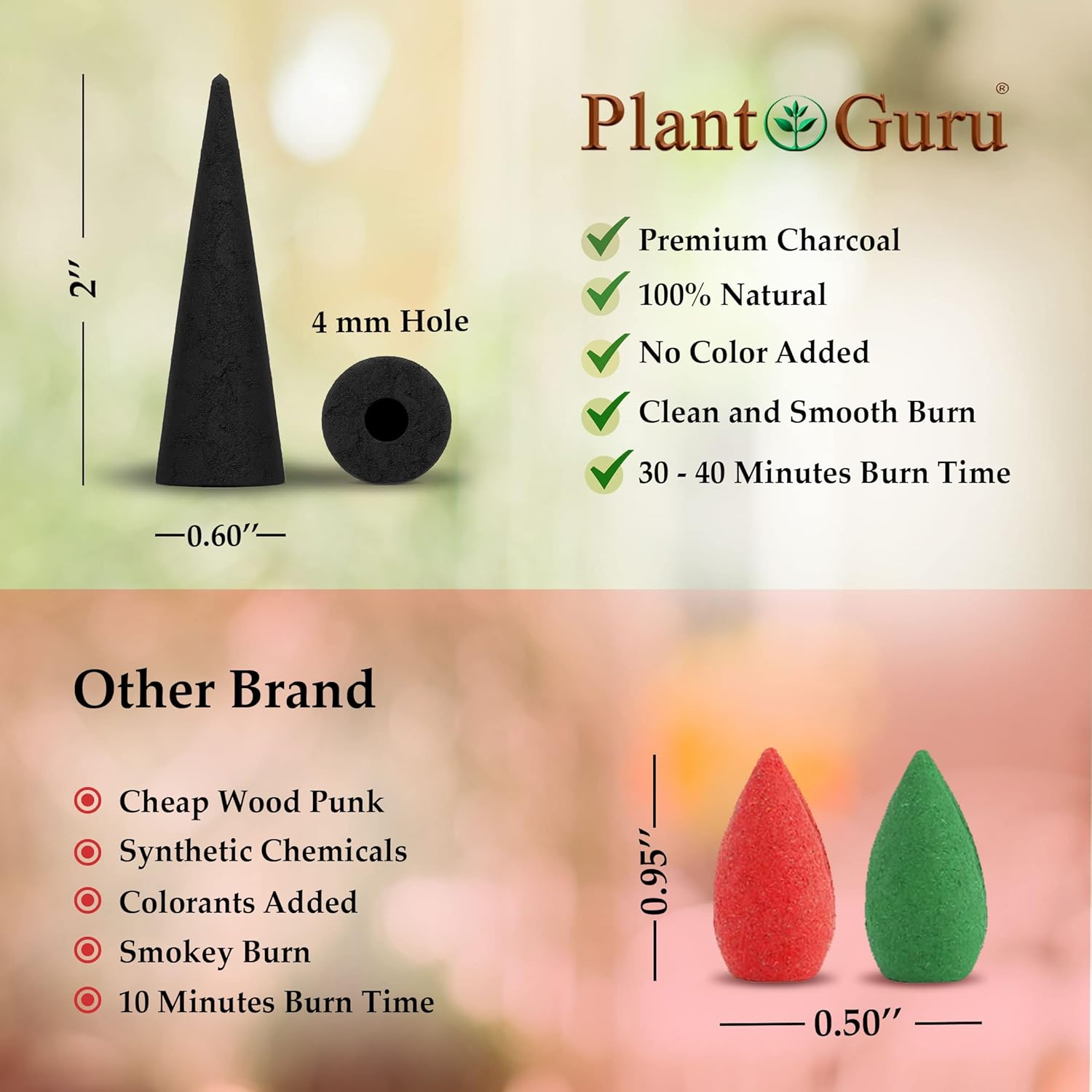 60 Natural Charcoal Incense Cones for DIY Aromatherapy