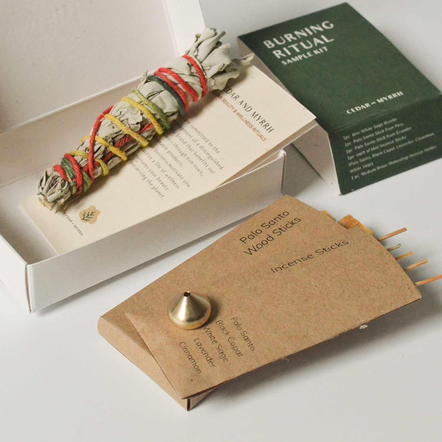 Burning Ritual Kit with Mini White Sage and Incense Sticks