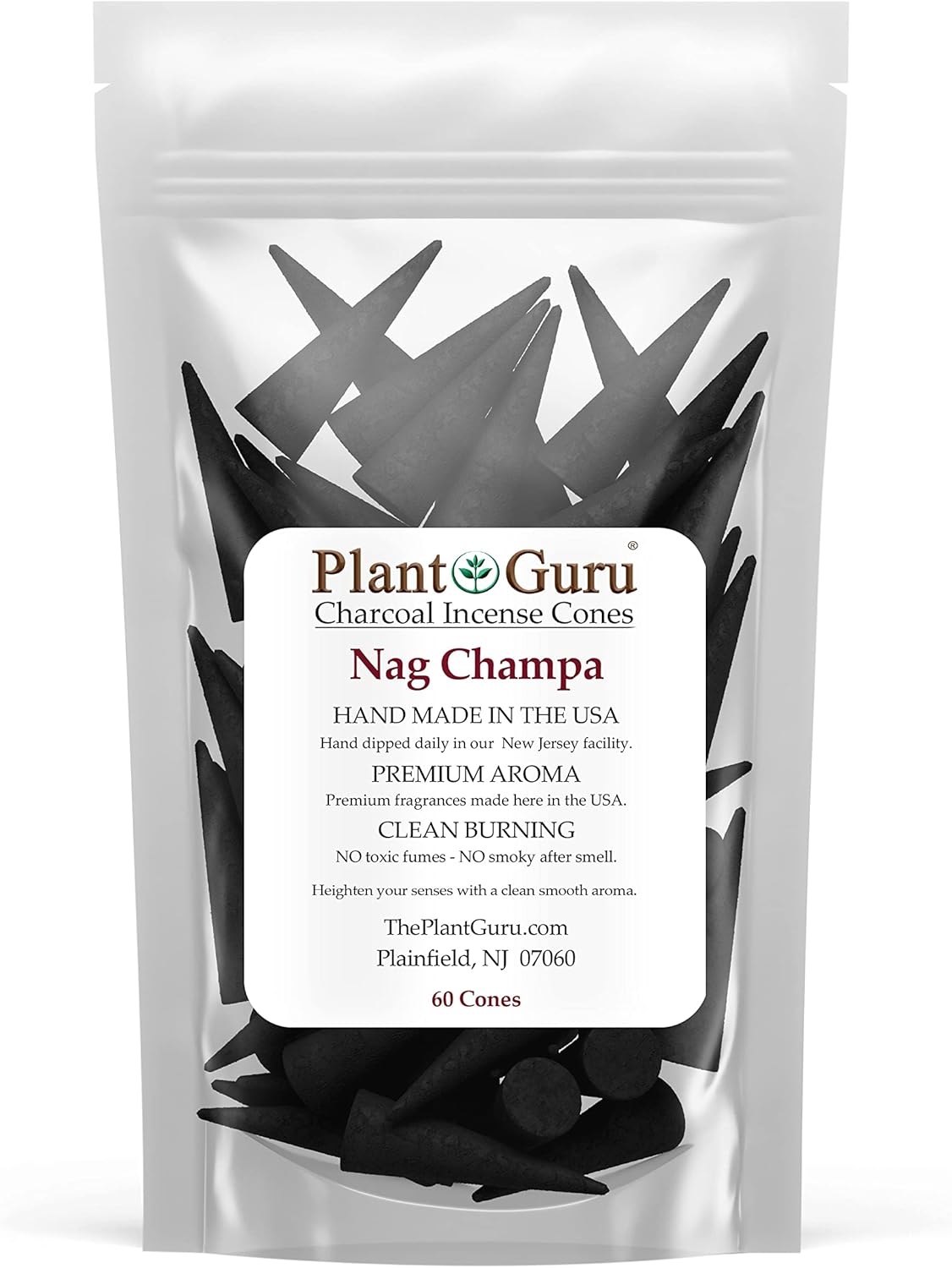 Nag Champa Charcoal Incense Cones 2 - 60 Pack Natural Scented