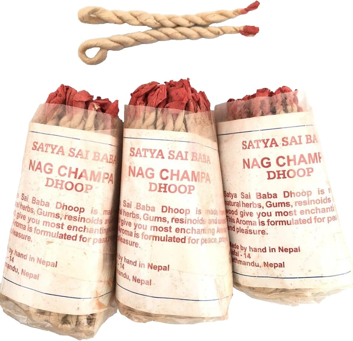 Karma Handicrafts 3 Set Tibetan Hand Rolled Naga Champa Rope Incense