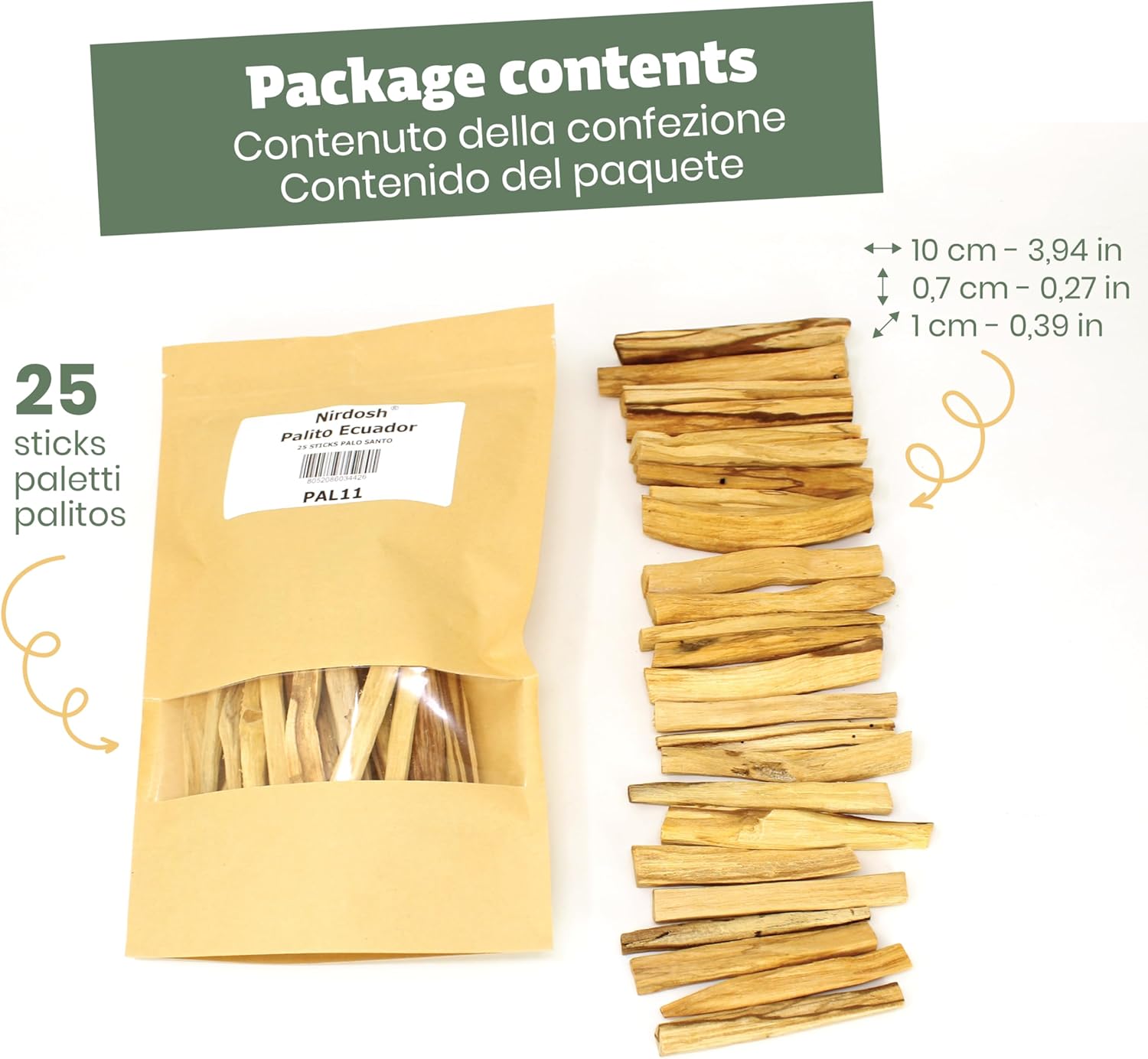 NIRDOSH Natural Palo Santo Sticks 25 Pack for Yoga and Meditation