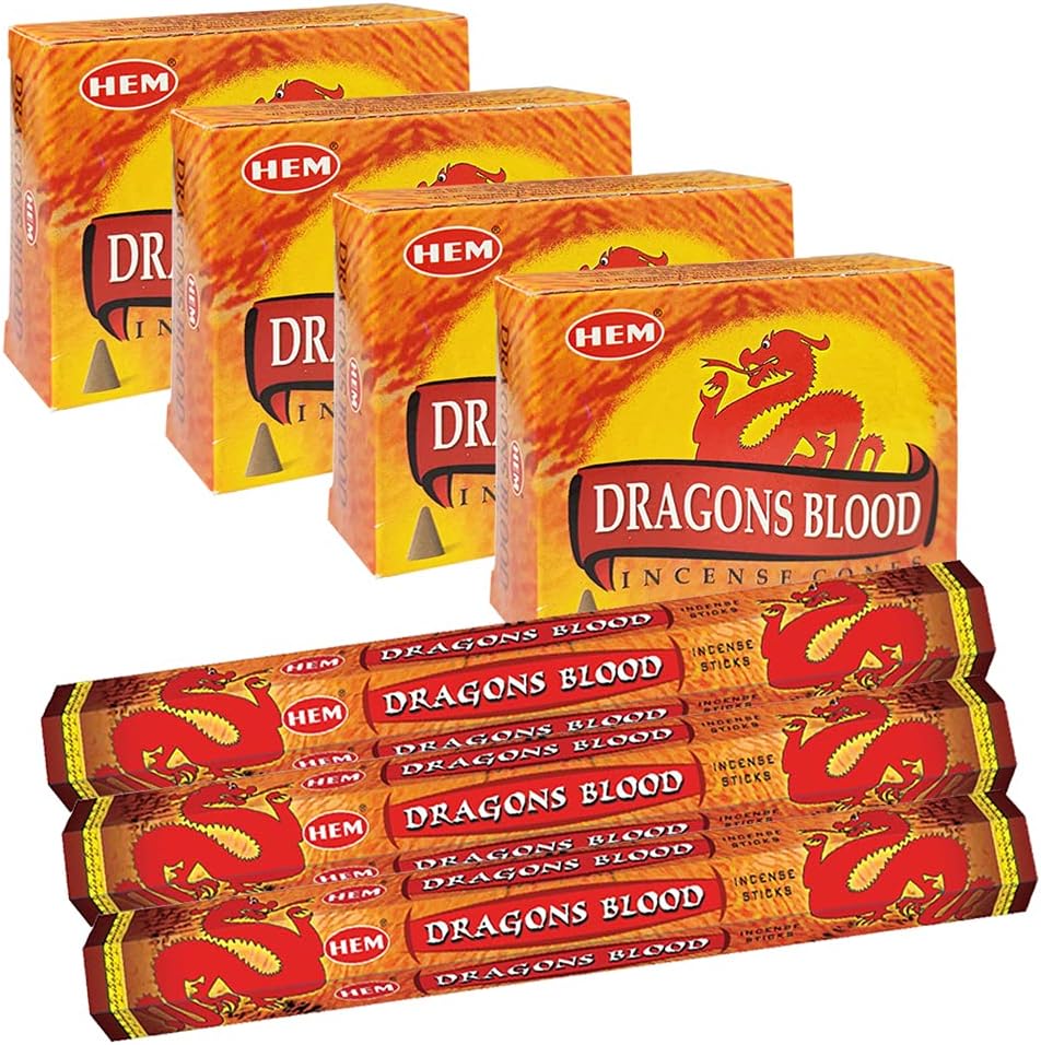 Dragons Blood Incense Sticks and Cone Incense Holder Bundle