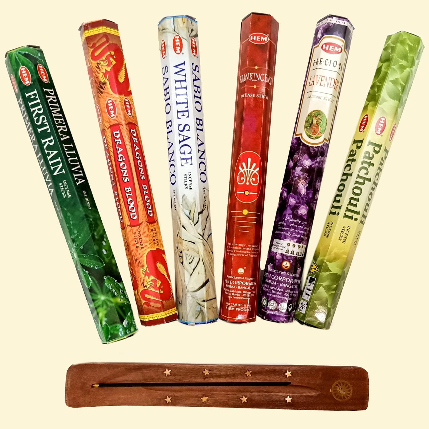 HEM Premium Incense Set with Holders - 120 Sticks 6 Scents