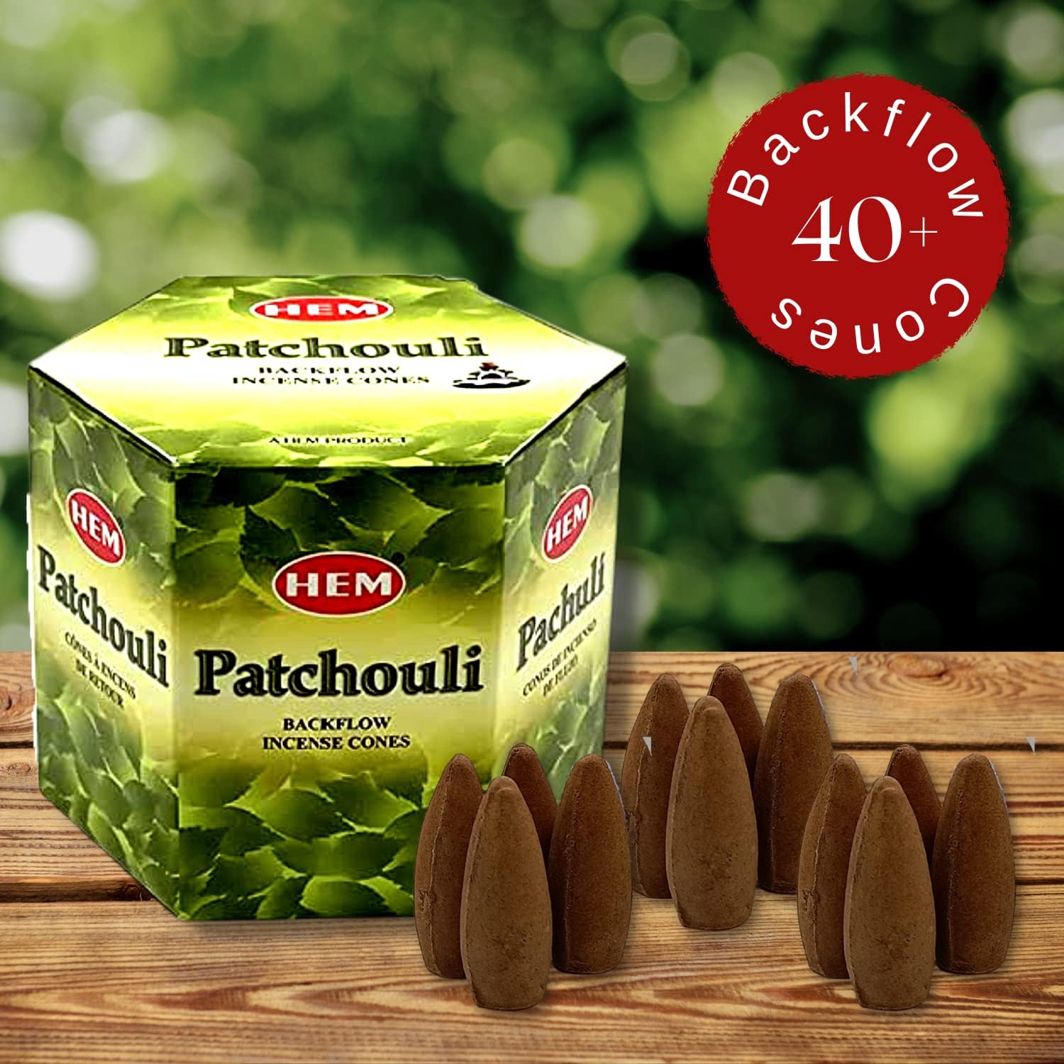 HEM Backflow Incense Cones Patchouli 40 Pack