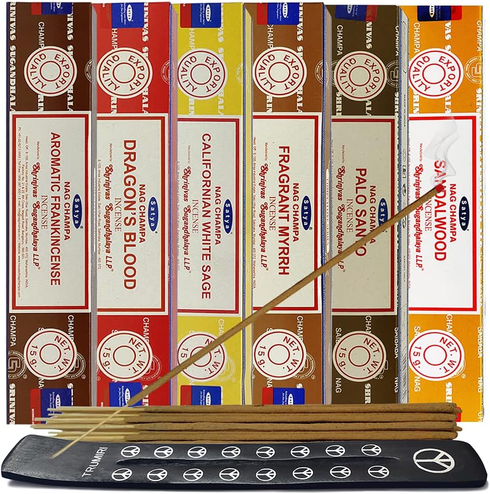 Satya Incense Sticks Variety Pack 10 with Holder