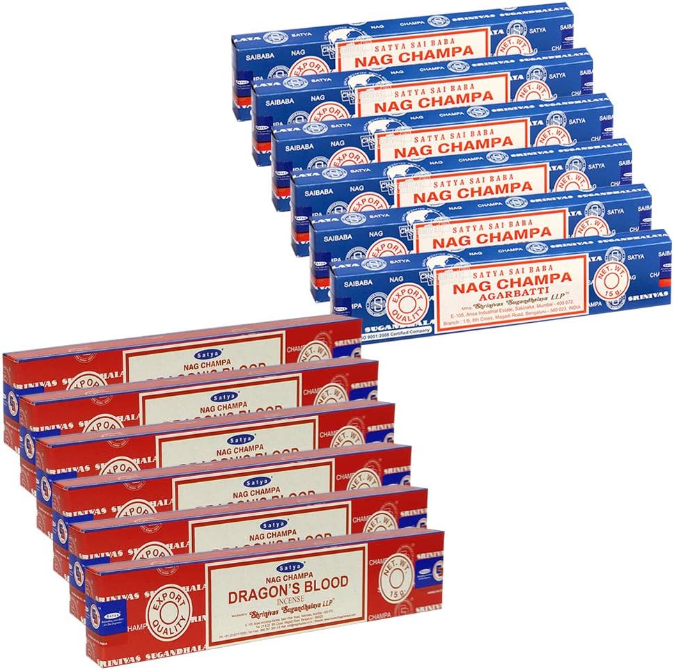 TRUMIRI Nag Champa and Dragons Blood Incense Sticks with Holder Bundle