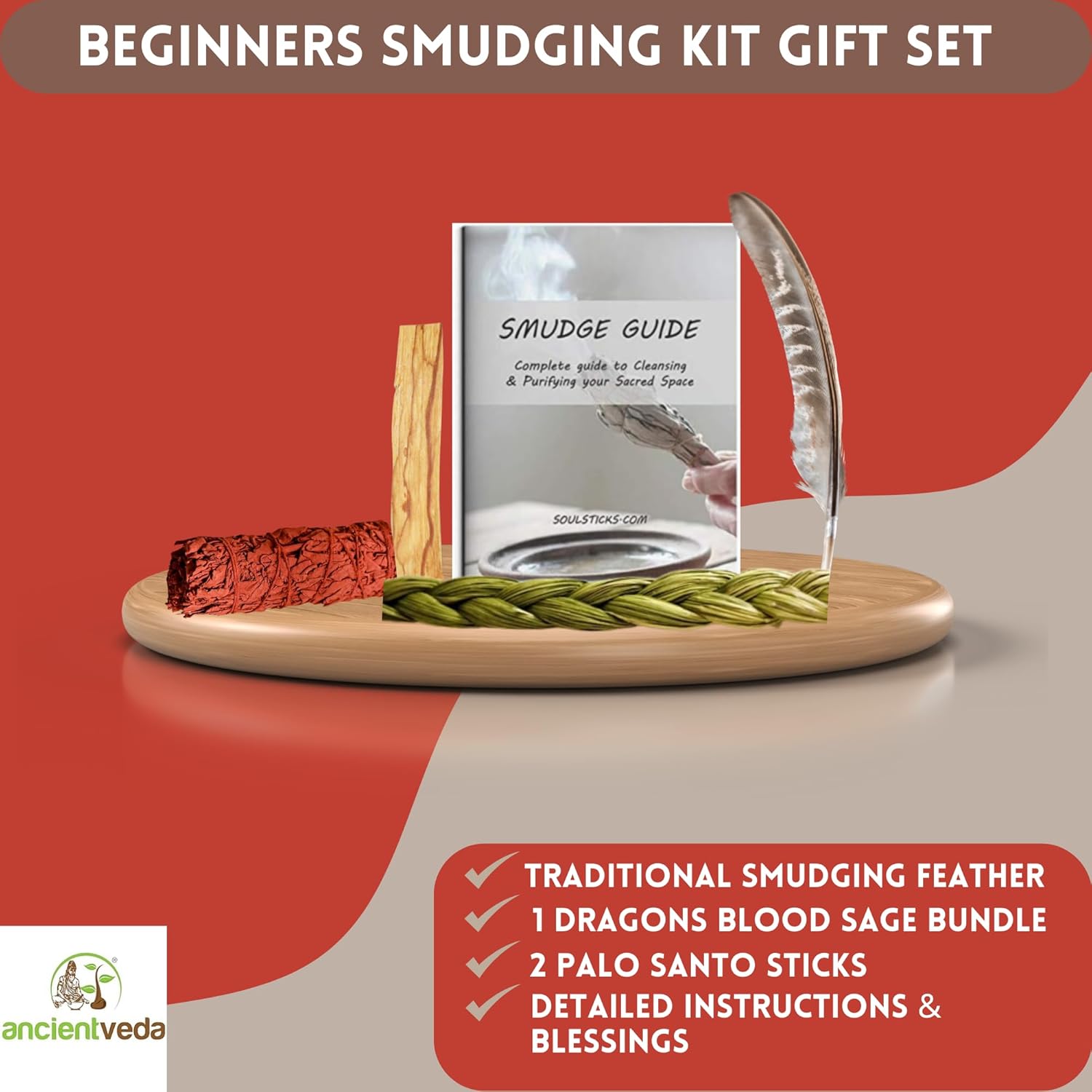 Ancientveda Organic Smudge Kit with Guide