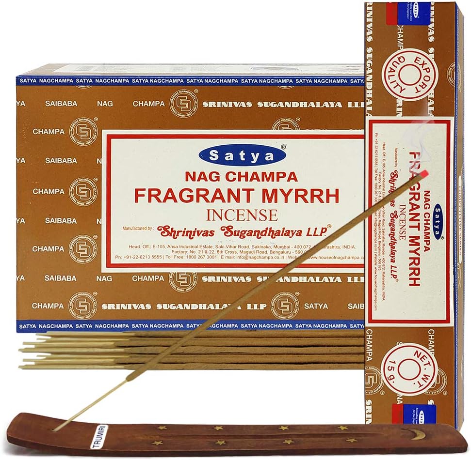 TRUMIRI Fragrant Myrhh Incense Sticks and Holder Bundle